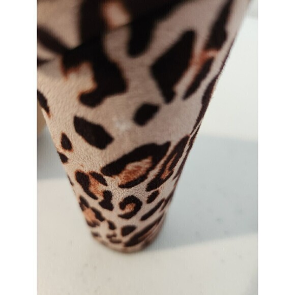 LULUS - LEOPARD Faux Suede ANKLE STRAP Open-Toe HEELS sz 7.5 see pic for wear - Picture 6 of 9